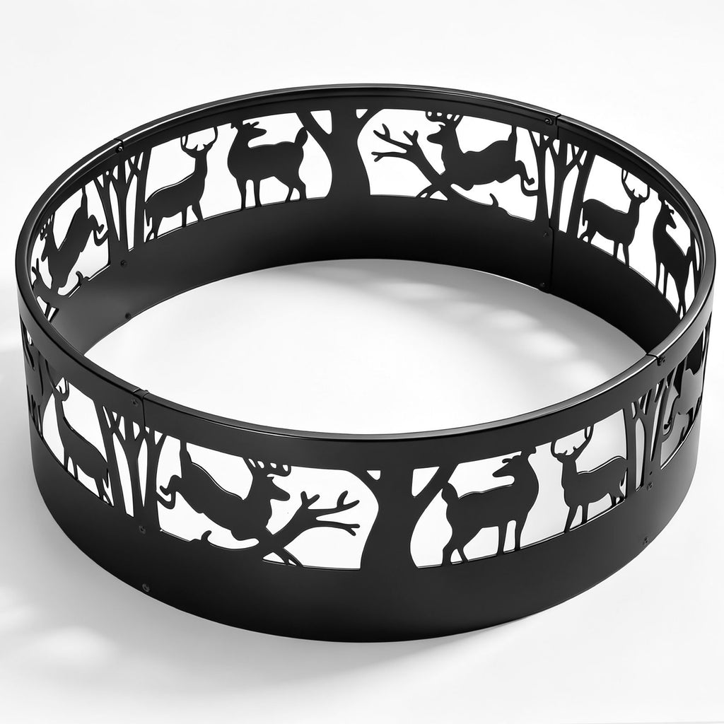 40in Fire Ring, Elk Pattern, Round, Iron