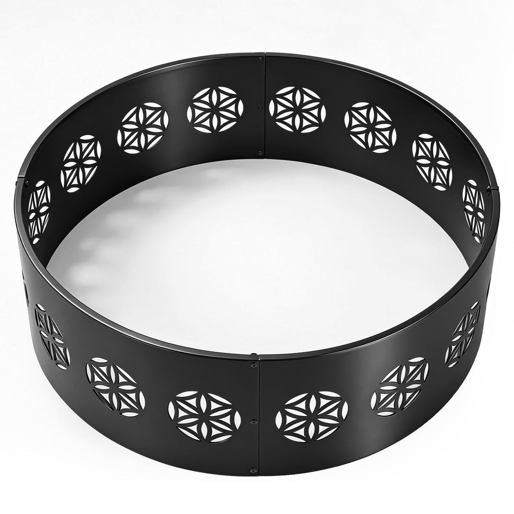 40in Fire Ring, Everlasting Flower Pattern, Round, Iron