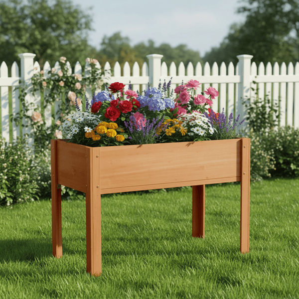 40x20x31 inch Raised Garden Bed with Legs, Elevated Wooden Planter Box for Outdoor Plants Flowers Fruits Vegetable Herb Growing