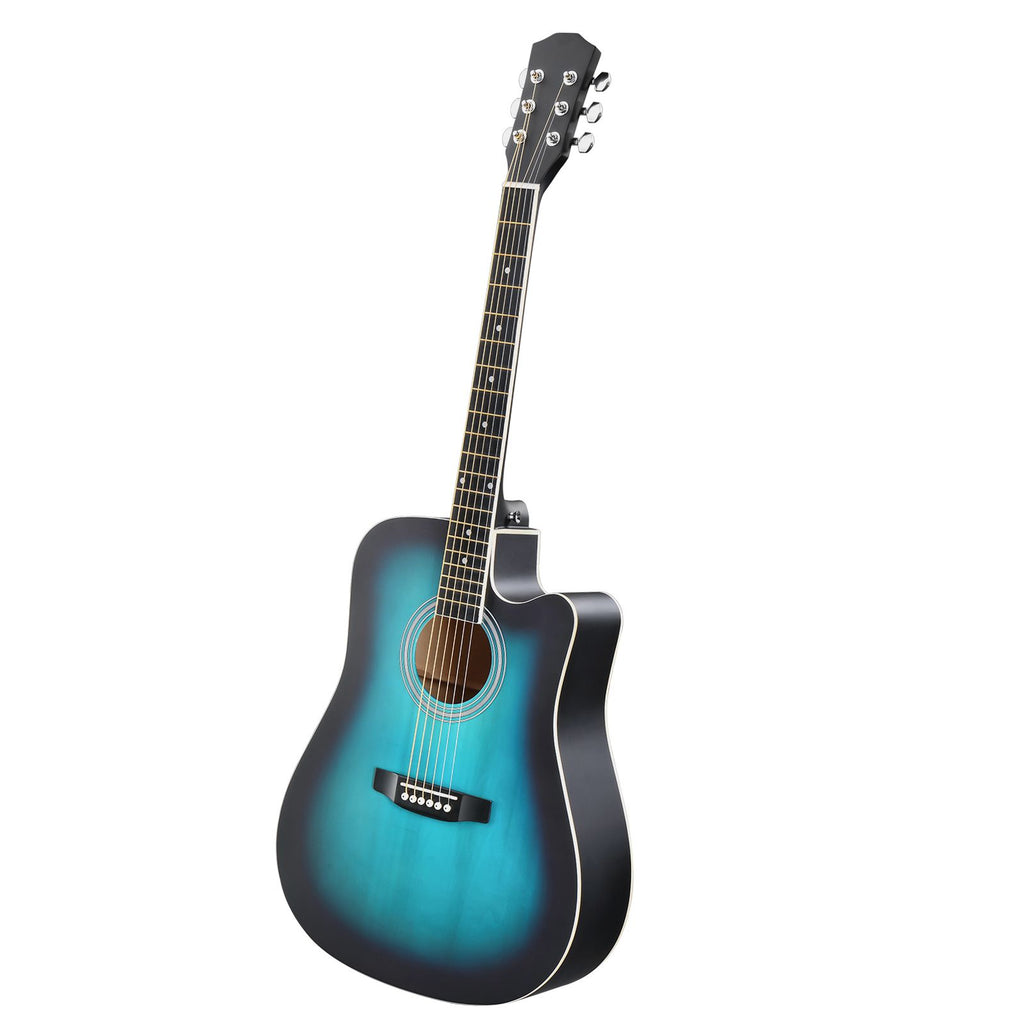 41" Acoustic Guitar for Beginners Adults, Dreadnought Cutaway Basswood Folk Guitar with Gig Bag & Starter Accessories, blue