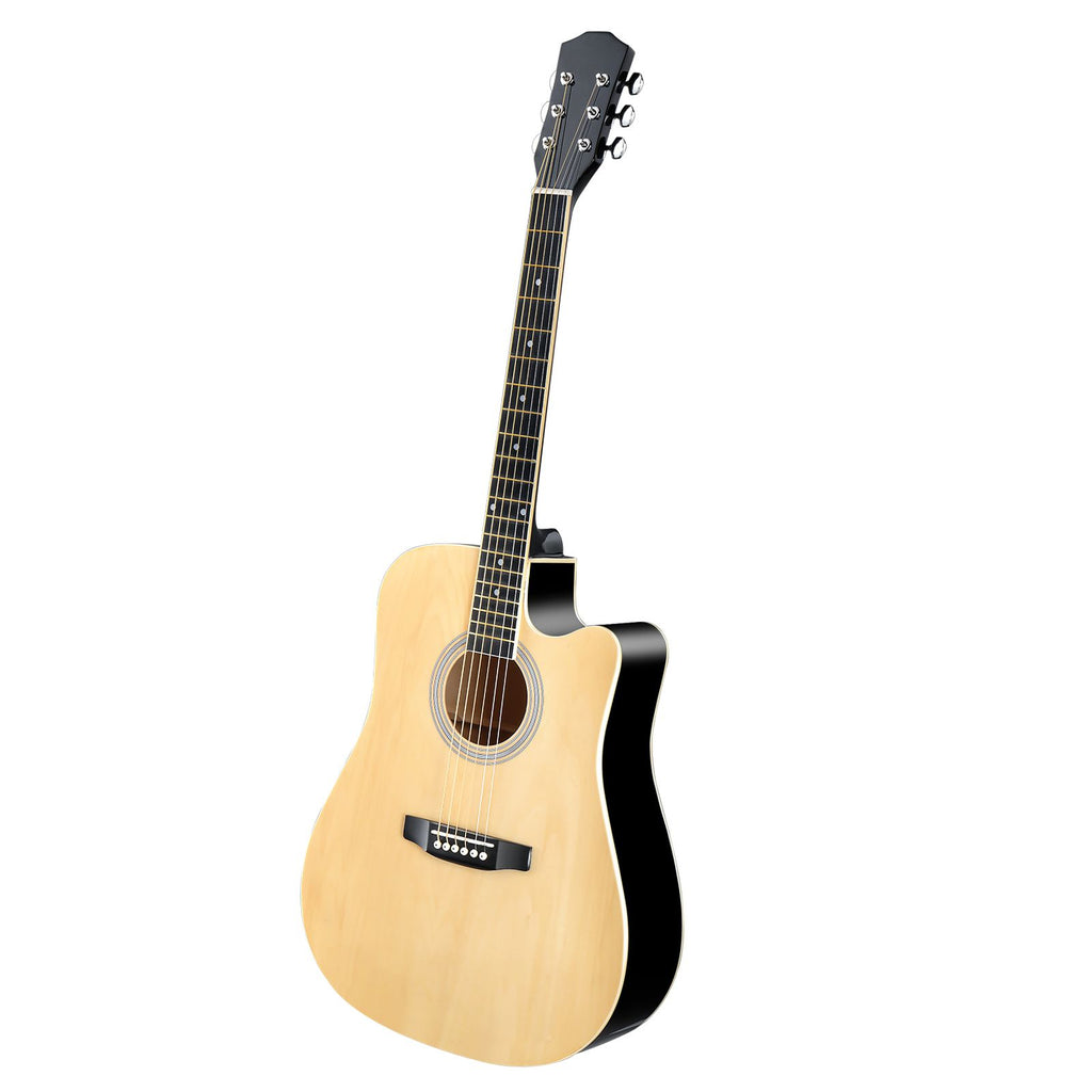 41" Acoustic Guitar for Beginners Adults, Dreadnought Cutaway Basswood Folk Guitar with Gig Bag & Starter Accessories, Natural Gloss Finish
