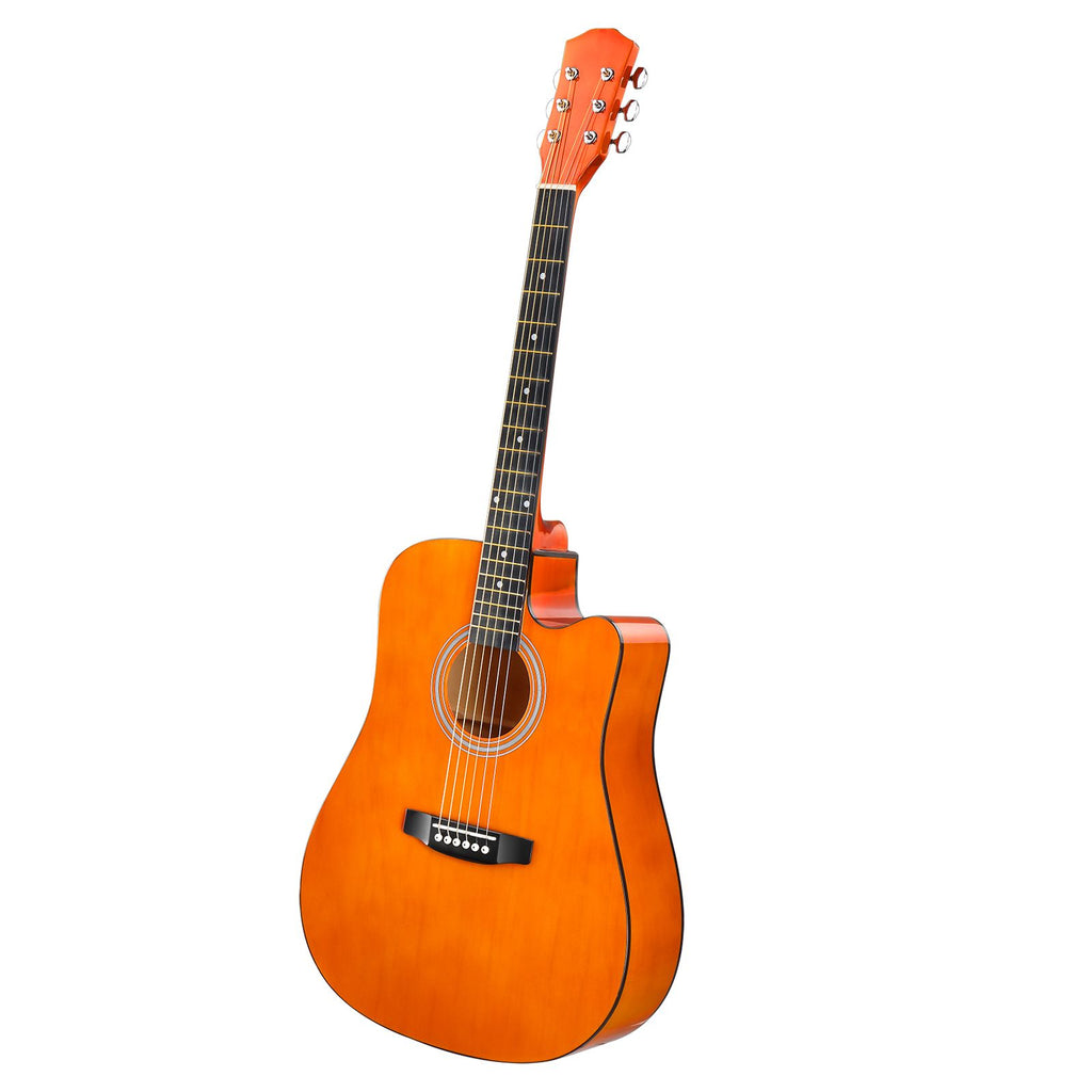 41" Acoustic Guitar for Beginners Adults, Dreadnought Cutaway Basswood Folk Guitar with Gig Bag & Starter Accessories, orange Gloss Finish