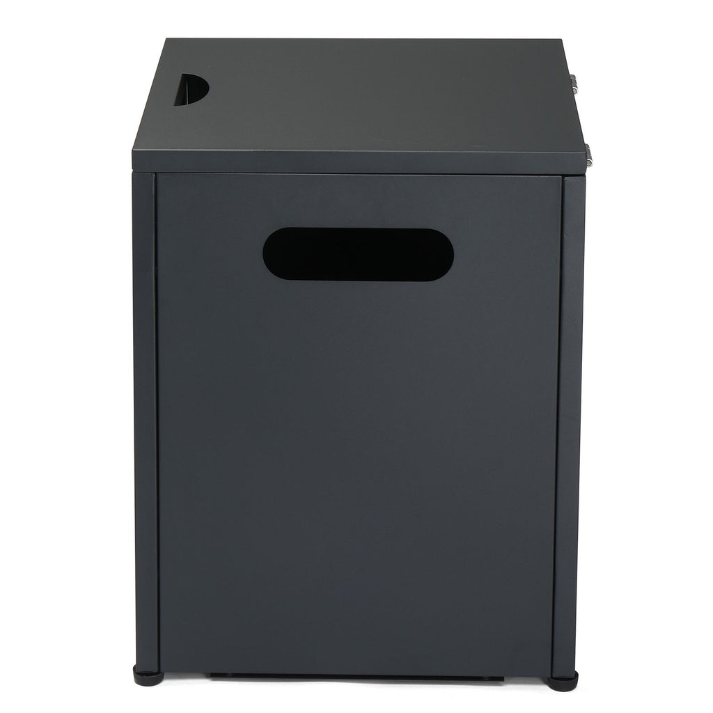 41*41*50.5cm Square Black Flip-top Gas Storage Garden Iron Side Table