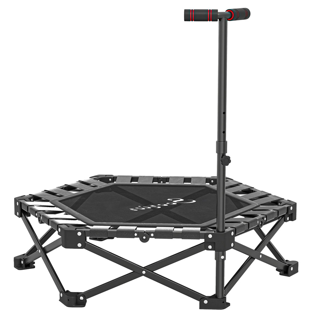 42" Foldable Mini Trampoline, Rebounder Trampoline with Adjustable Foam Handle for Indoor Outdoor Workout for Adults
