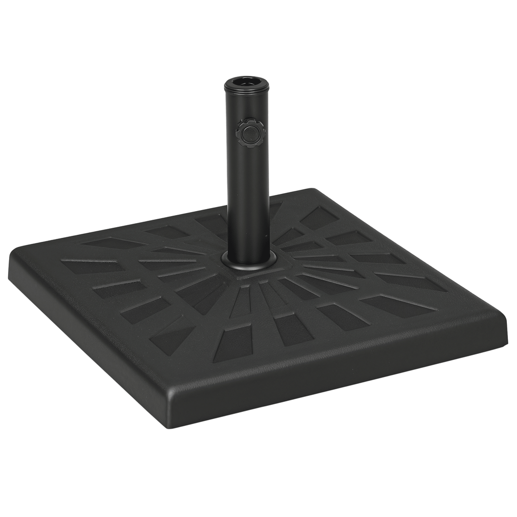 42lbs Resin Patio Umbrella Base, 20" Square Outdoor Umbrella Stand Holder for Parasol Poles 1.26", 1.5", and 1.9" Dia, Black