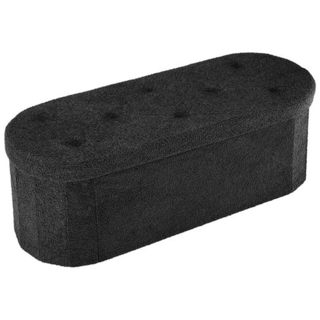 43 Inch Ottoman withStorage, Folding Foot RestforLiving Room & Bedroom, VersatileHomeBench, Black