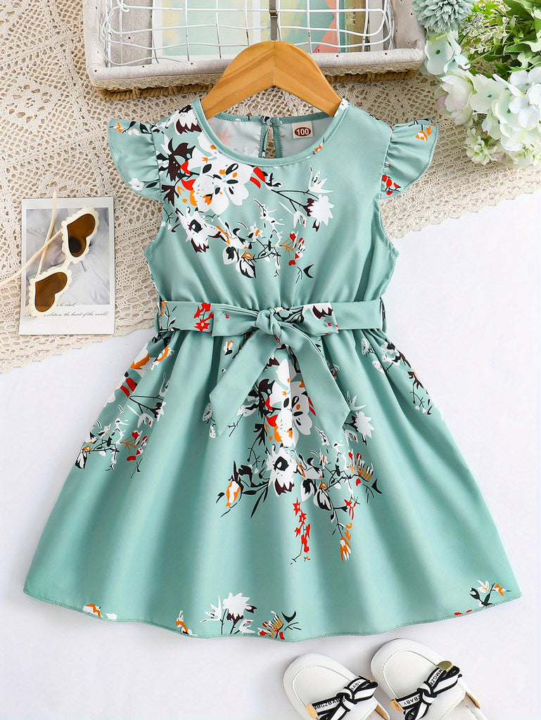 Sweet Style Floral Midi Dress for Girls - Sleeveless Summer Daily Wear