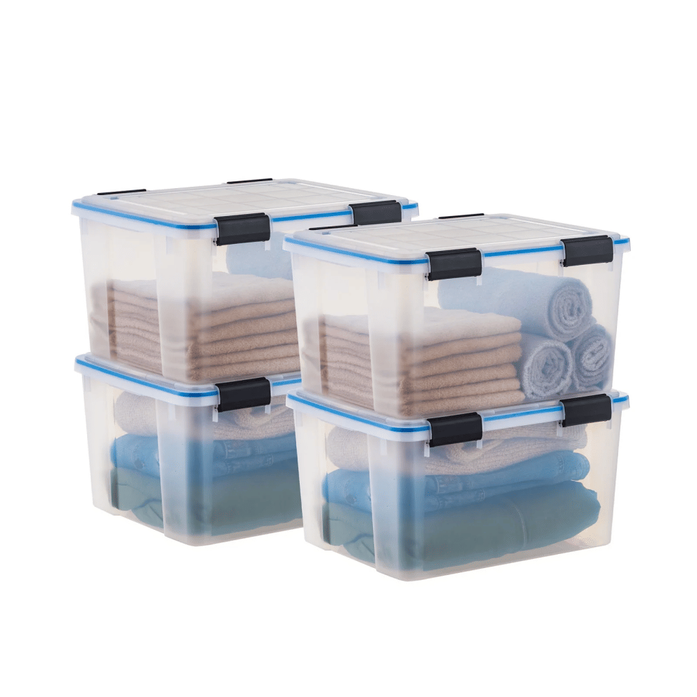 44 Qt. Plastic Storage Bins with Sealed Lids, Clear Gasket Box, Airtight Containers 4Pk