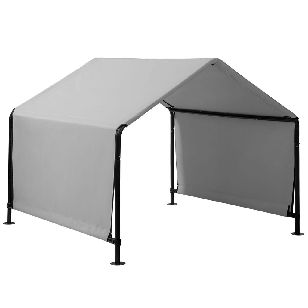 4*4*3.3FT Black iron pipe PVC coated polyester tarpaulin, waterproof and UV resistant, dark gray pet tent. Tarpaulin bottom is sewn, top has Velcro closure