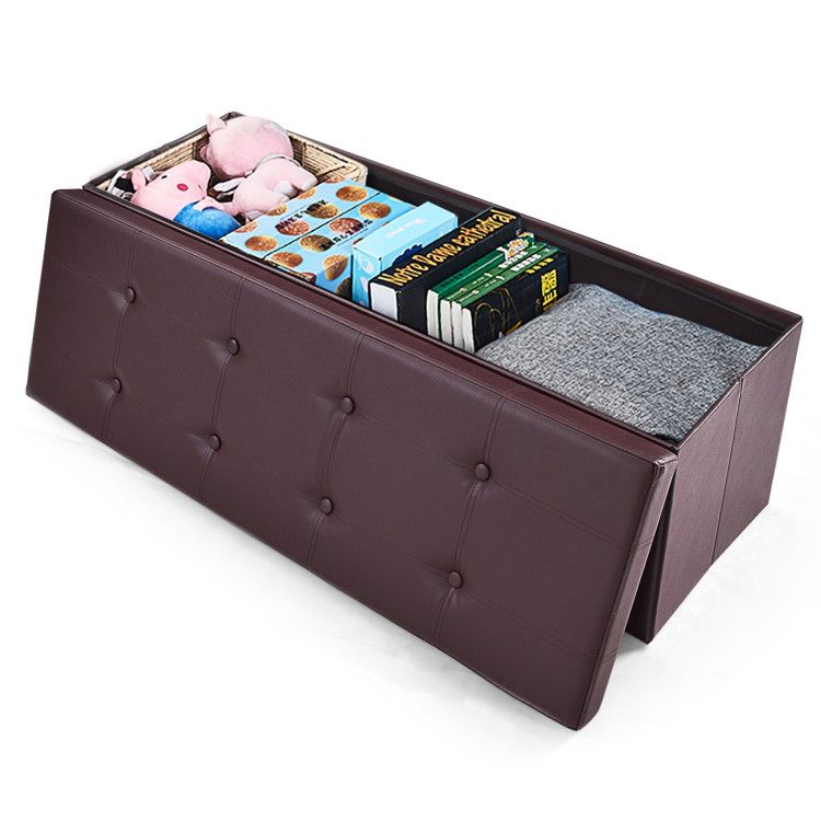 45 Inches Large Folding Storage Ottoman Bench with Memory Foam