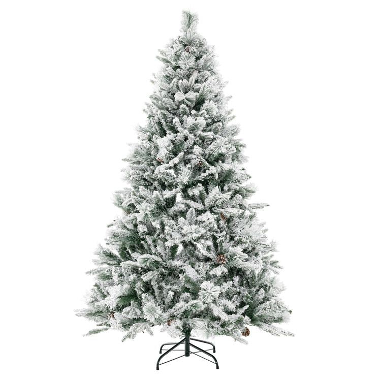 4.5/6/7 Feet Artificial Xmas Tree with Pine Needles and LED Lights