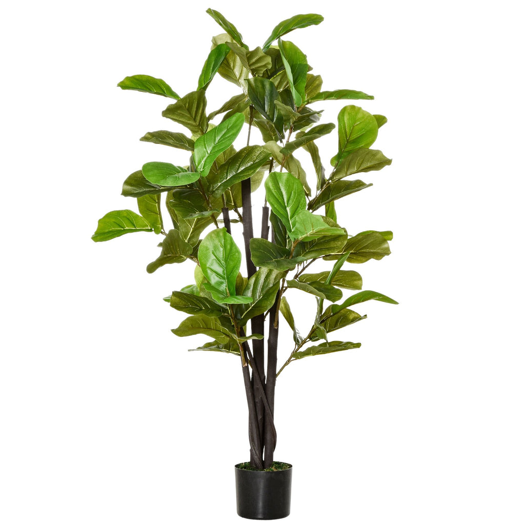 4.5ft Faux Fiddle Leaf Fig Tree Artificial Decorative Plant Indoor Outdoor Greenery Nursery Pot