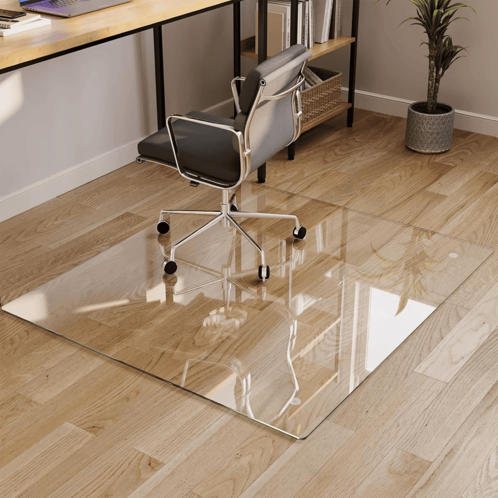 46"x55" Tempered Glass Office Chair MatforCarpeted or Hardwood Floors,Clear