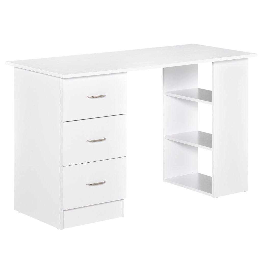 47" Home Office Desk, Modern Desk with Storage with 3 Drawer and Storage Shelf, White