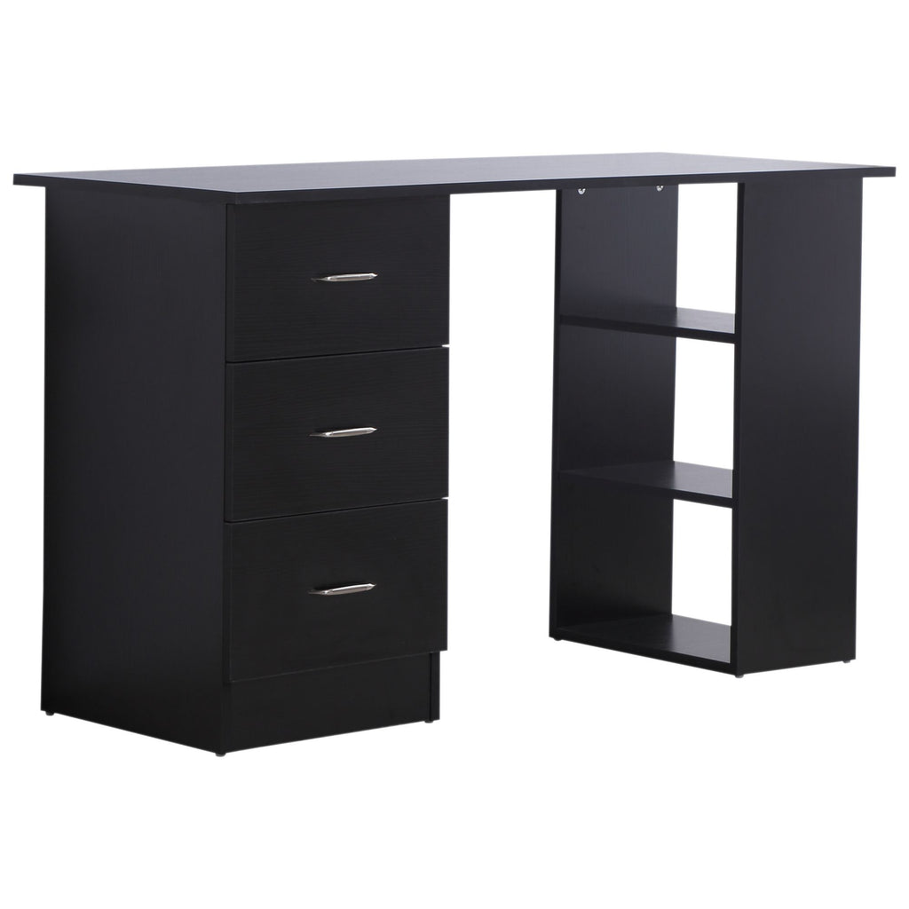 47" Modern Home Office Computer Workstation Desk with 3-Tier Shelves 3 Storage Drawers - Black