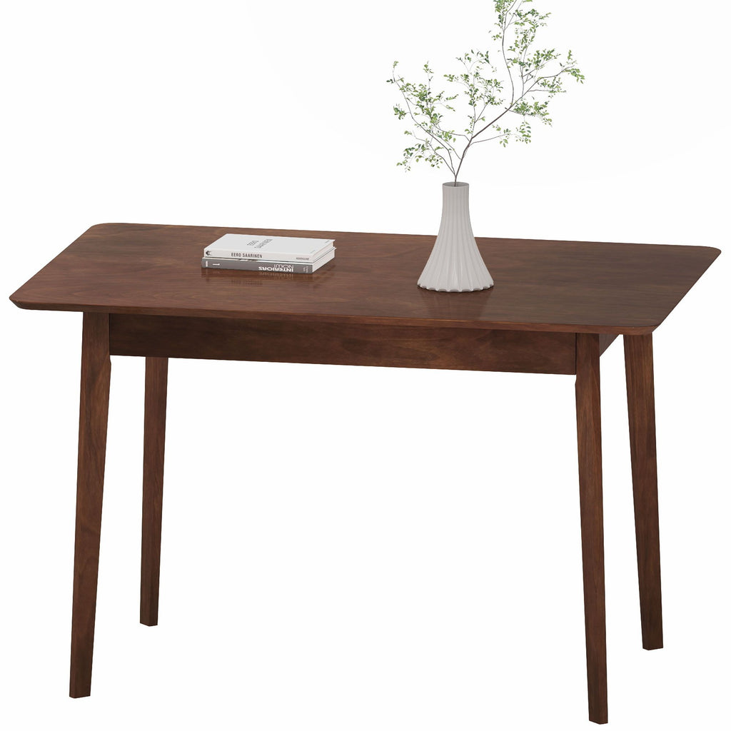 47.2" Rectangle Dining Table for 4, Mid-Century Modern Kitchen Table with Rubber Wood Legs for Dining Room, Walnut