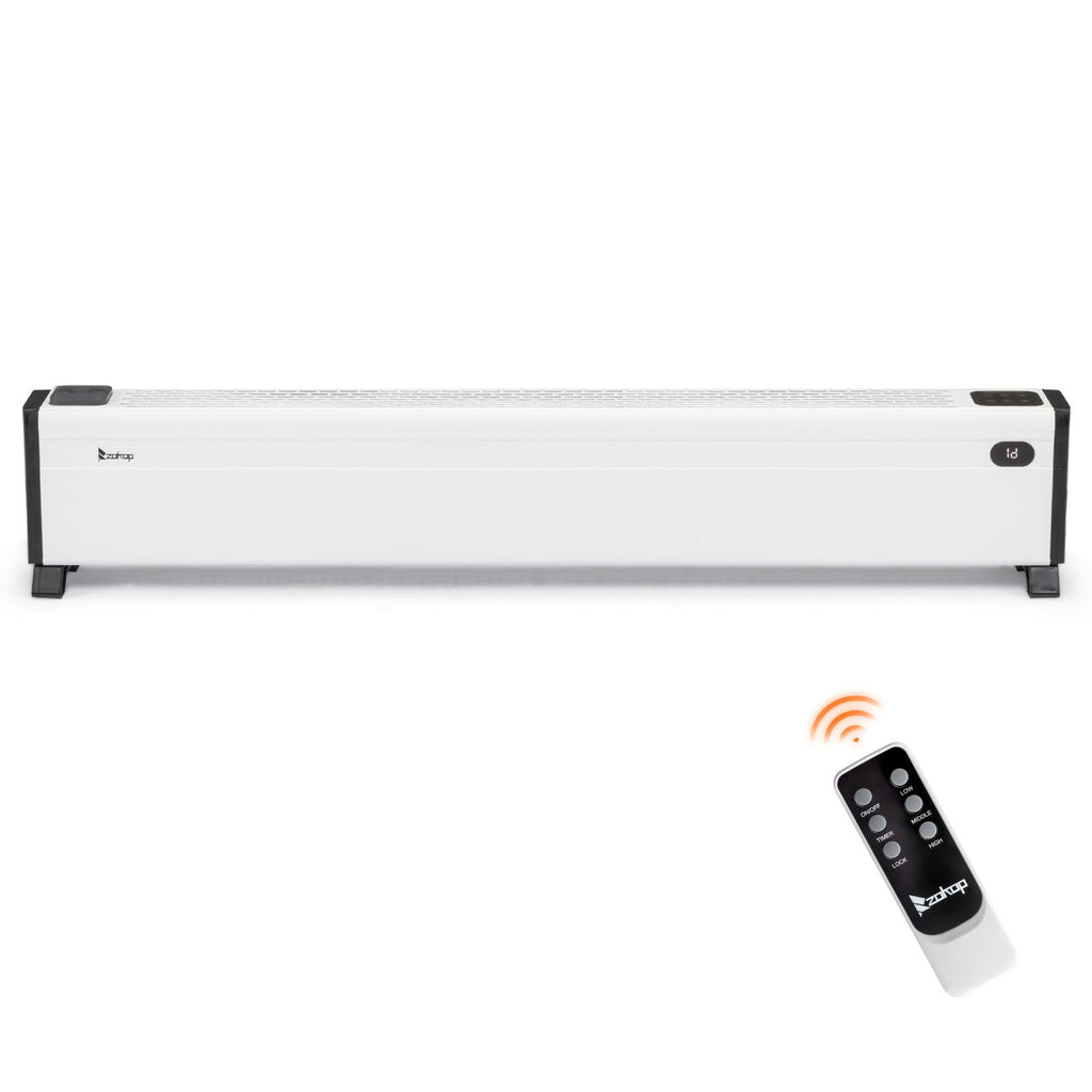 48" Baseboard Heater, 1500W Electric Baseboard Space Heater with 3 Heat Settings, Remote Control, Built-in Humidifier, 12H Timer, Tip-Over Switch, for Indoor Bedroom Office Home, White
