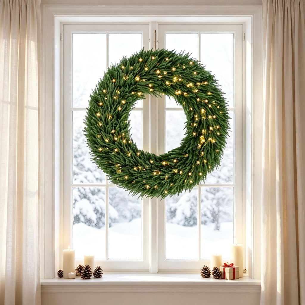 48 Inch Christmas Wreath with 150 LED Lights
