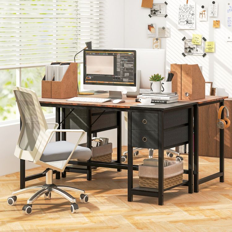 48/55-Inch Home Office Desk with 2 Drawers Hanging Hook