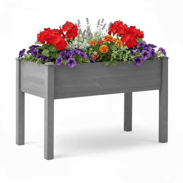 48x24x30 inch Raised Garden Bed with Legs, Elevated Wooden Planter Box for Outdoor Plants Flowers Fruits Vegetable Herb Growing
