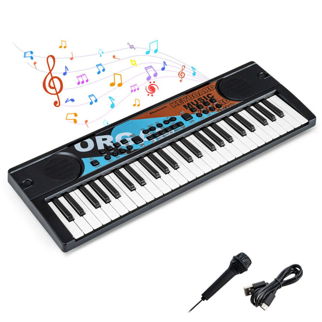 49 Keys Kids Electronic Keyboard with Microphone, 8 Tones & Rhythms Educational Music Toy for Age 3+ - Black