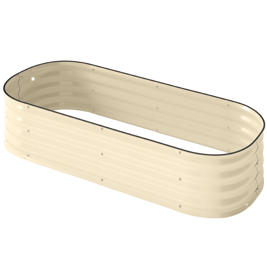 4.9' x 2' x 1' Galvanized Raised Garden Bed Kit, Metal Planter Box with Safety Edging, Cream