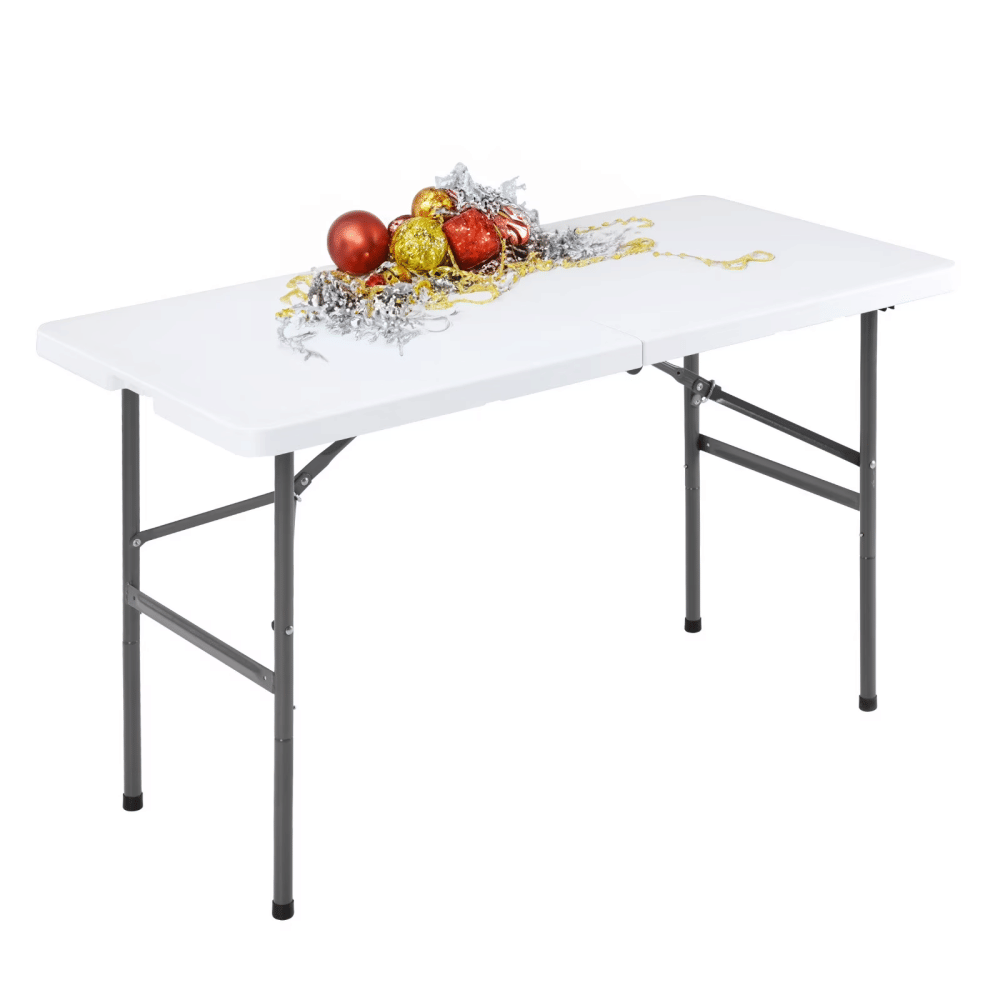 4FT Folding Picnic Table for Outdoor, Portable Fold-in-Half HDPE Dining Picnic Party Table with Carrying Handle(Shipment from Walmart)