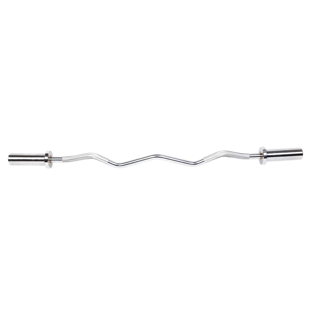 4ft Steel Double Copper Sleeve Double Bearing Threaded Non-slip Curved Barbell Bar Silver