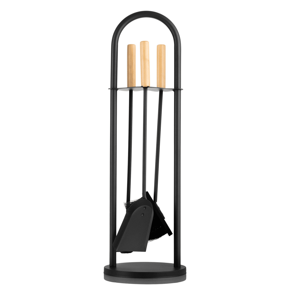 4PC Fireplace Tool Set with Poker, Brush, Shovel, and Stand
