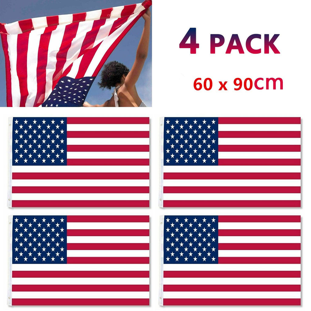 4pcs 2X3FT 60*90cm American Flag USA Flag Printed Nylon Flag National Flag w/Brass Grommets Courtyard Decoration Festival Decoration Flag(Logistics only For USPS.TK/TMEU only For self-pickup)