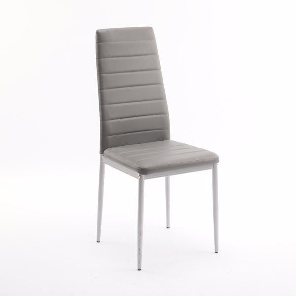 4pcs high back horizontal sewing decorative PVC dining chair round tube grey N101