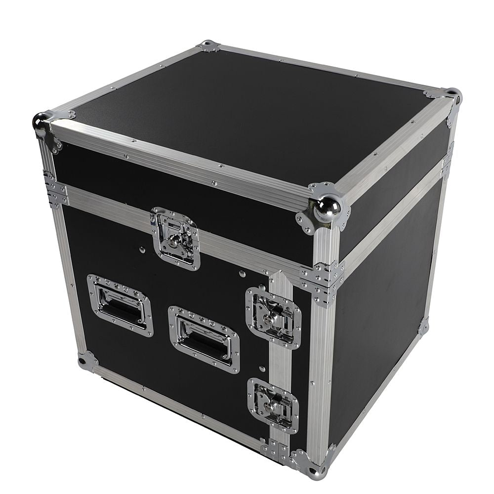 4U 8U 12 Space Rack Case with Slant Mixer Top DJ Mixer Cabinet with 4pcs casters Black & Silver