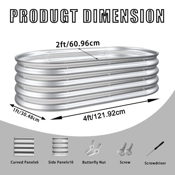 4x2x1ft Raised Garden Bed Kit, Galvanized Planter Raised Garden Beds for Outdoor for Vegetables,Flowers &Herbs, Heavy Duty, Rust-Resistant, Easy Assembly
