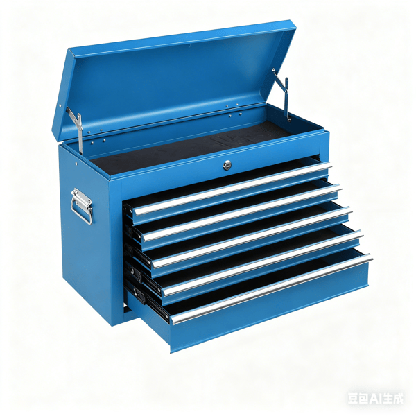 5-Drawer Lockable Steel Tool Chest, 330 lbs Capacity, Blue Heavy-Duty Tool Storage Cabinet with Drawer Liners & Lid Support for Workshop/Garage Maintenance