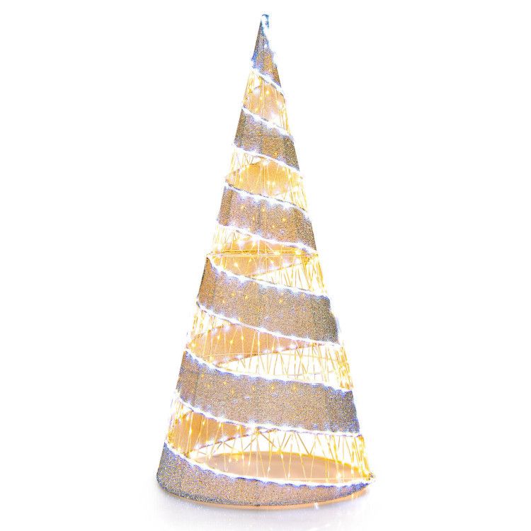 5 Feet Pre-lit Christmas Cone Tree with 300 Warm White and 250 Cold White LED Lights