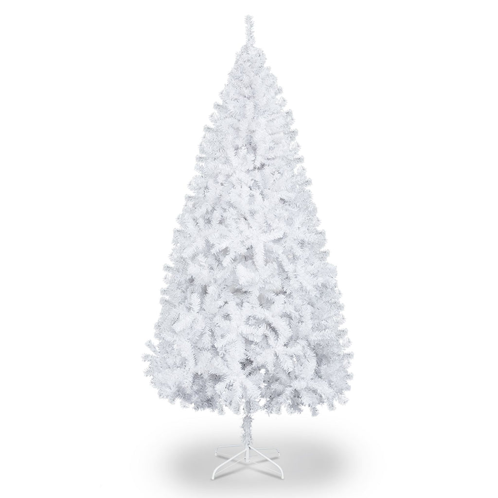 5 FT Artificial Christmas Tree, Unlit Hinged Christmas Pine Tree with 480 Branch Tips and Sturdy Metal Stand, White