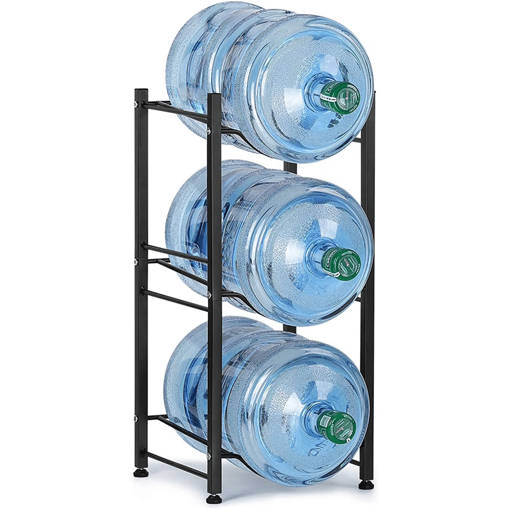5 Gallon Water Jug Holder Water BottleStorageRack, 3 Tiers, Black