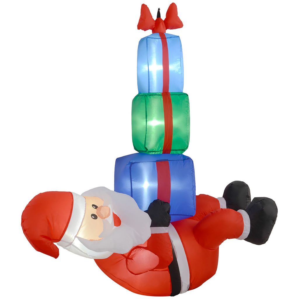 5' Inflatable Santa Claus, Outdoor Blow-Up Santa & Three Gift Boxes w/ LED Lights, Christmas Decor Outside for Party