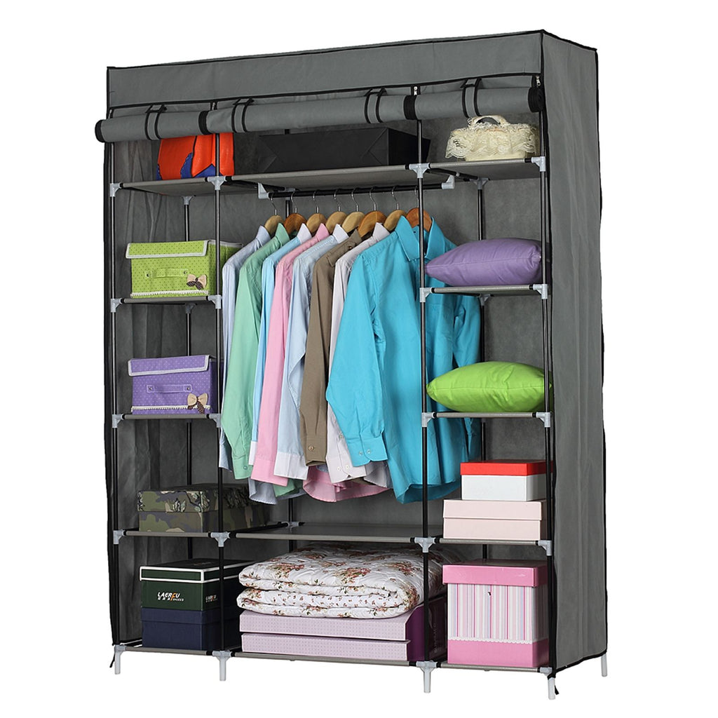 5-Layer 12-Compartment Non-woven Fabric Wardrobe Portable Closet Navy (133x46x170cm)