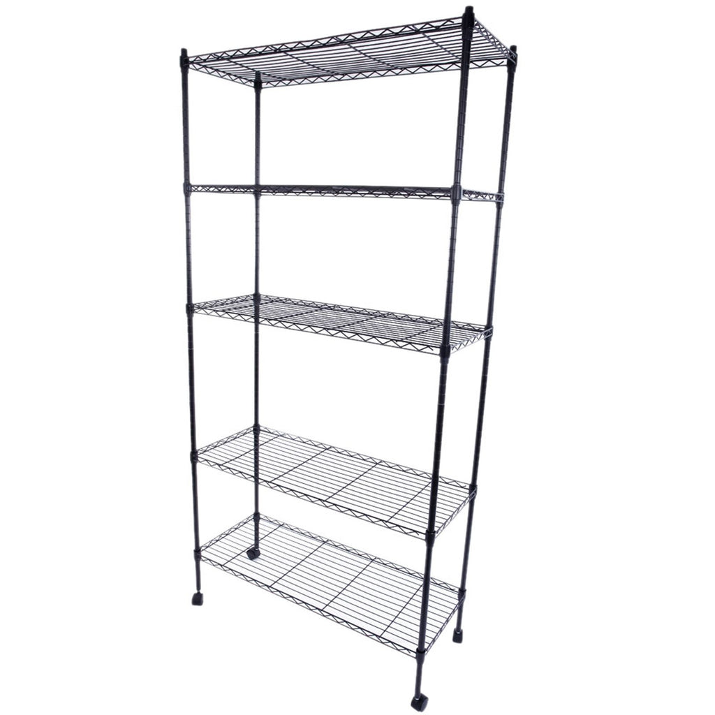 5-Layer Plastic Coated Iron Shelf with 1.5" Nylon Wheels Made with high-Grade Iron with Plastic Coating Tough and Durable Black RT