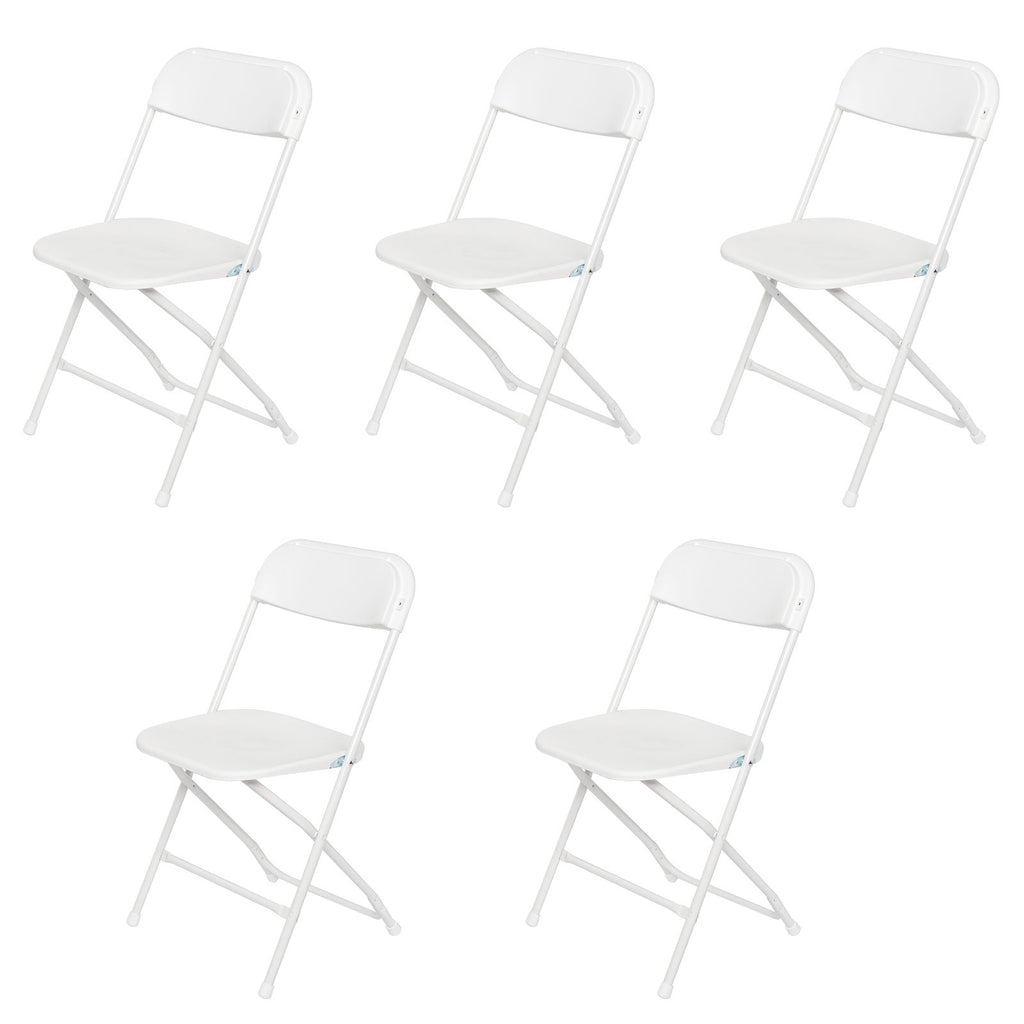5 Pack Black Plastic Folding Chair;  Indoor Outdoor Portable Stackable Commercial Seat with Steel Frame 350lb. Capacity for Events Office Wedding Party Picnic Kitchen Dining (not including table) RT