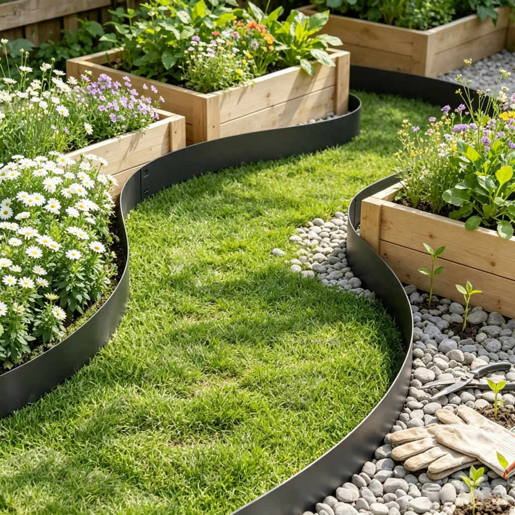 5-Pack Landscape Edging (39" x 5"), Bendable Garden Border & Heavy Duty Lawn Edging for Flower Beds