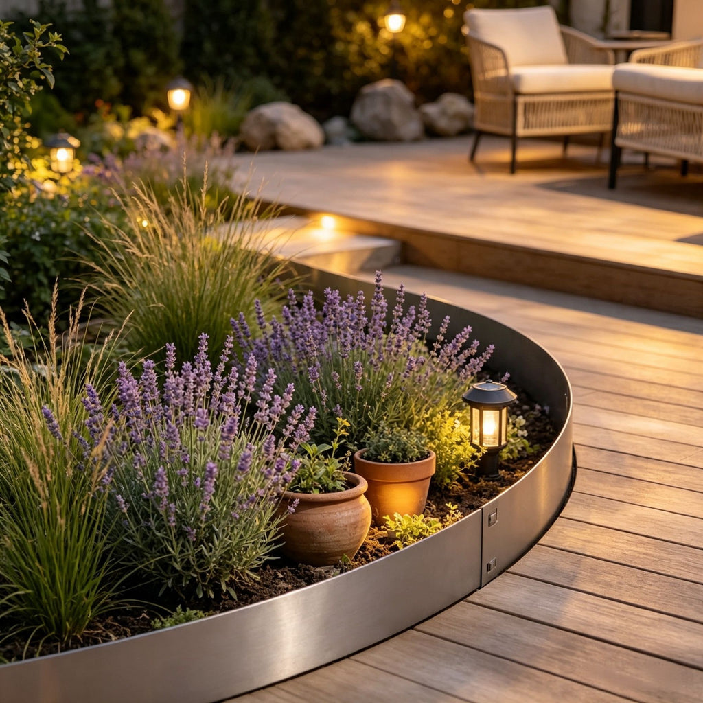 5-Pack Steel Landscape Edging (39" x 3"), Bendable Garden Border & Heavy Duty Lawn Edging for Flower Beds