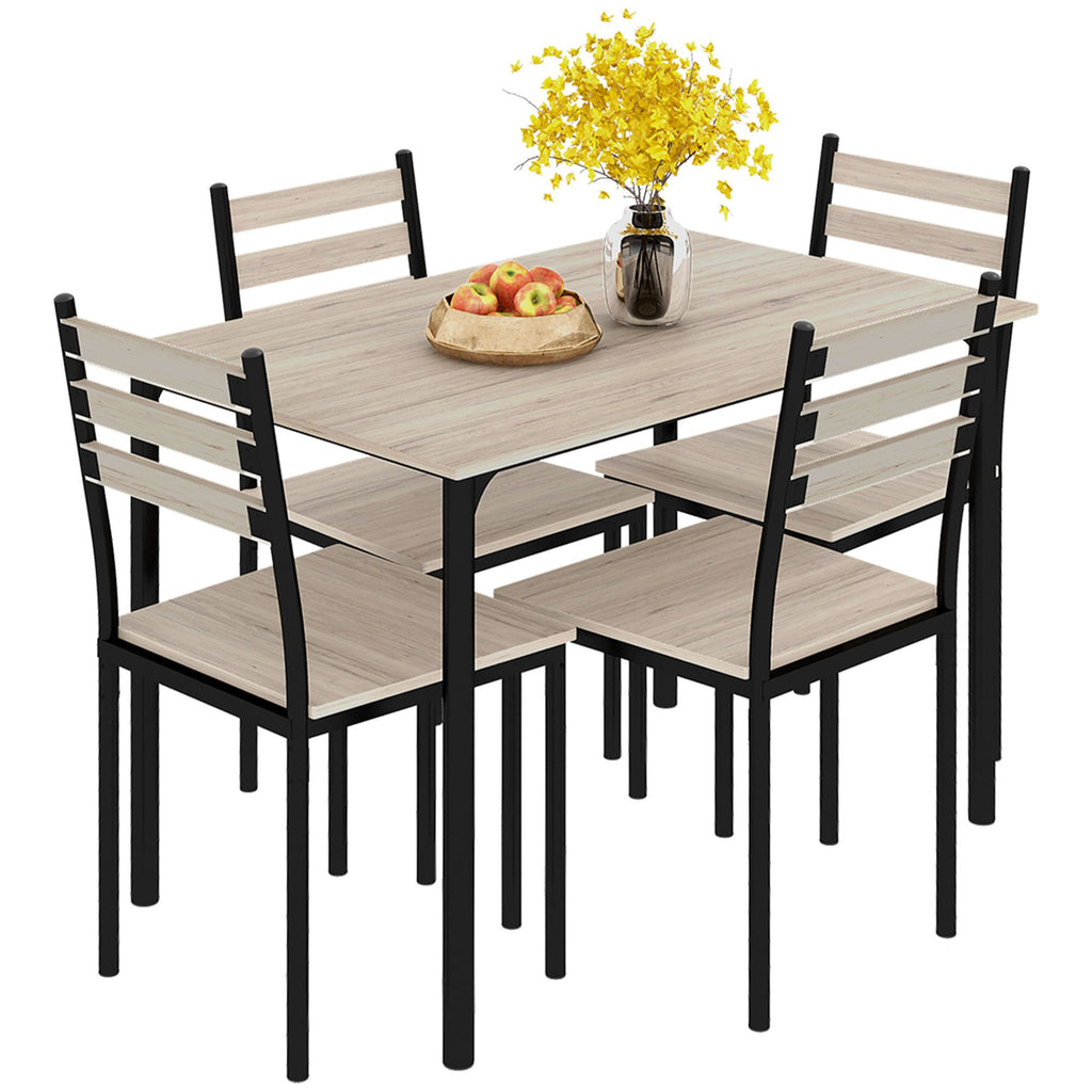 5-Piece Dining Set Wooden Kitchen Table and Chairs for Small Space Gray