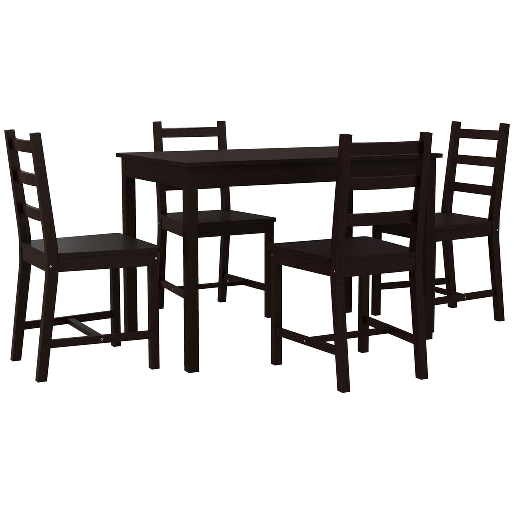 5 Piece Dining Set Wooden Kitchen Table Chairs Breakfast Nook Chestnut