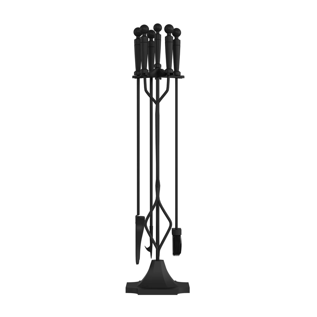 5-Piece Fireplace Tool Set with Tongs, Shovel, Broom, and Poker