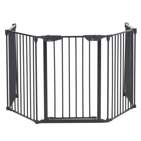 5 Pieces 295.8*74.8*2cm Foldable Fireplace Fence Black