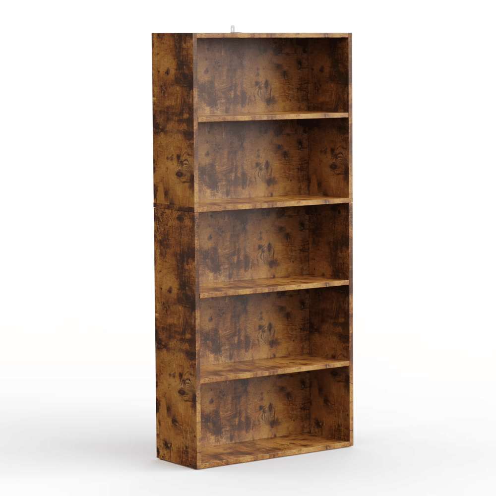 5-Shelf Bookcase, Floor Standing Storage Shelves, Rustic Brown(Shipment from Walmart)