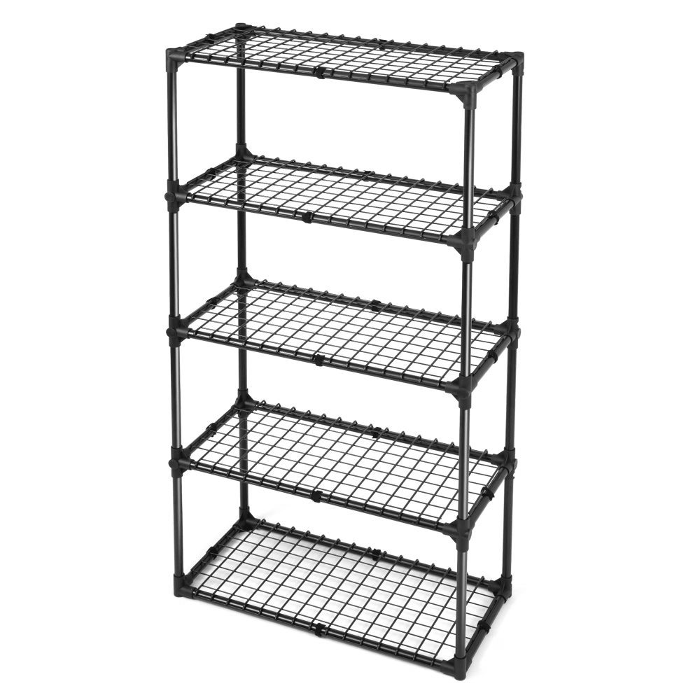 5 Shelf Wire Shelving,MetalStorageShelving Unitfor550 lbs Capacity Black,1Pcs