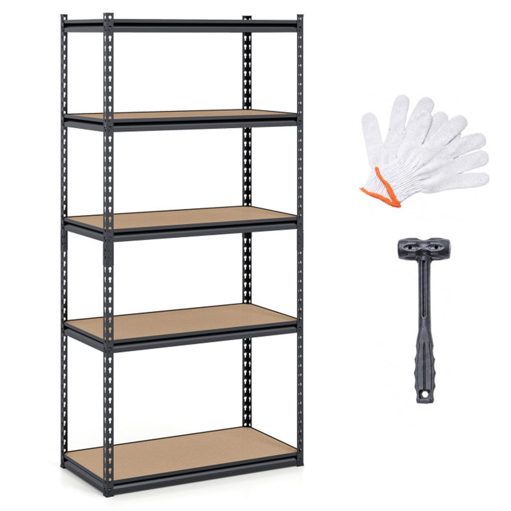 5-Tier Heavy Duty Black Garage Shelving Unit, 72" H x 36" W x 18" D , 2200 LBS Load Capacity Boltless Storage Rack